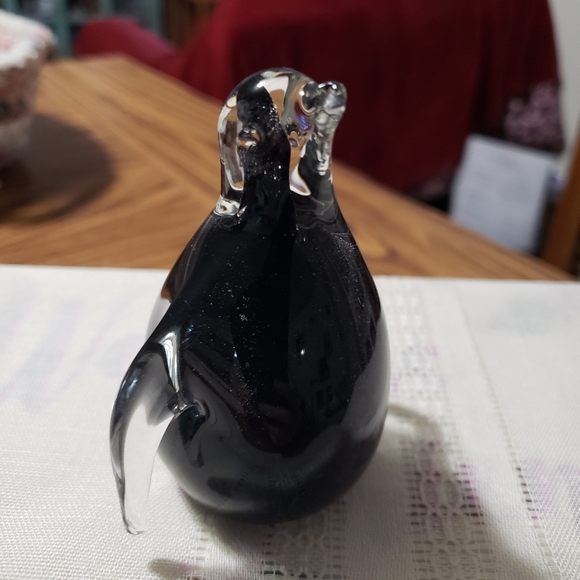 Hand Blown Glass Black Penguin with Clear Glass over it - Picture 5 of 8